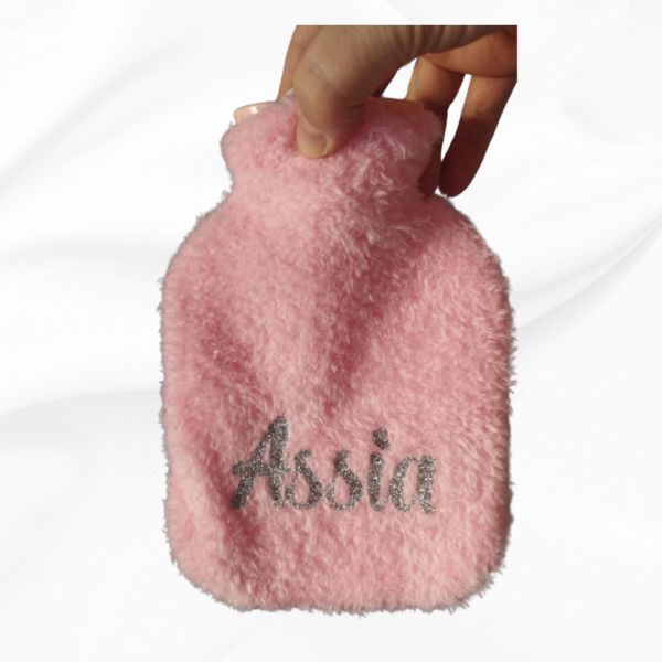 Bouillotte Rose avec Housse Amovible en Peluche - 500 ml – Image 2