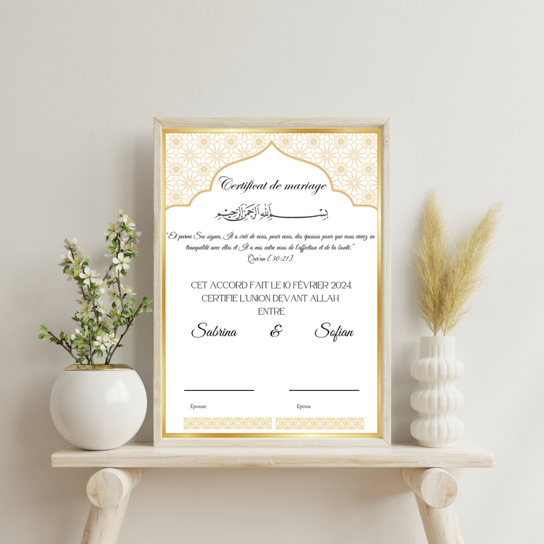 Certificat de Mariage Personnalisé : Une Preuve d’Amour Unique