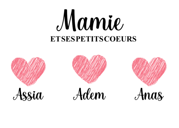 Affiche A4 personnalisée "Mamie et ses petits cœurs" – Image 3