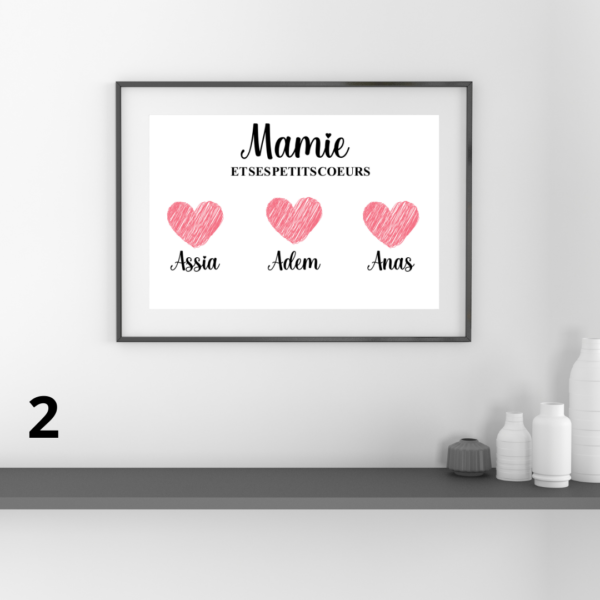 Affiche A4 personnalisée "Mamie et ses petits cœurs" – Image 2