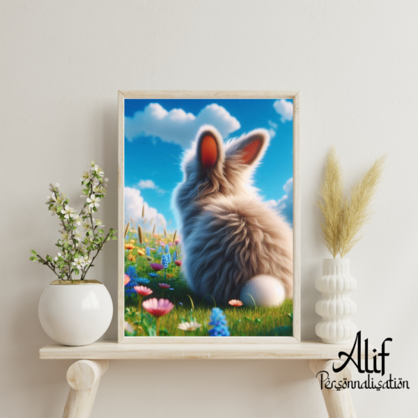 Affiche 3D avec un lapin