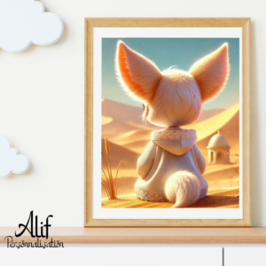 Illustration Fennec dans le désert - fennec assis, PDF