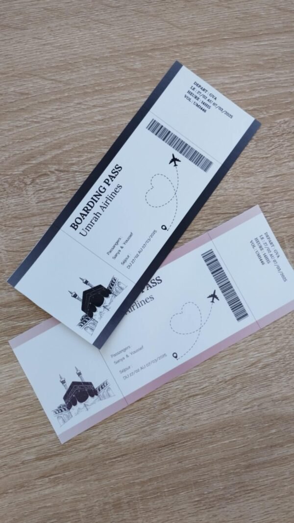 Billet d’Avion Personnalisé pour la Omra – Boarding Pass Unique et Sur-Mesure – Image 5