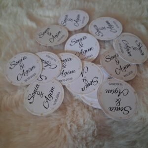 Étiquette autocollante mariage personnalisée – Prénoms & date