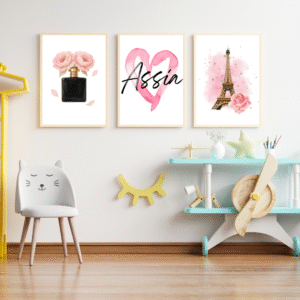 Lot de 3 affiches personnalisées pour chambre enfant – Prénom au choix