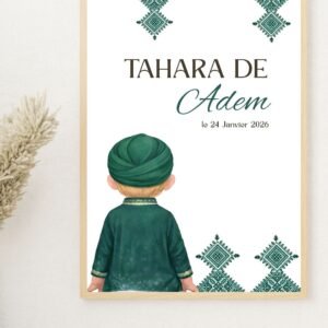 Carte de bienvenue Tahara personnalisée verte – Carte chocolat garçon (Format A5)