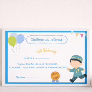 Diplôme du Jeûneur – Version Garçon (Bleu)
