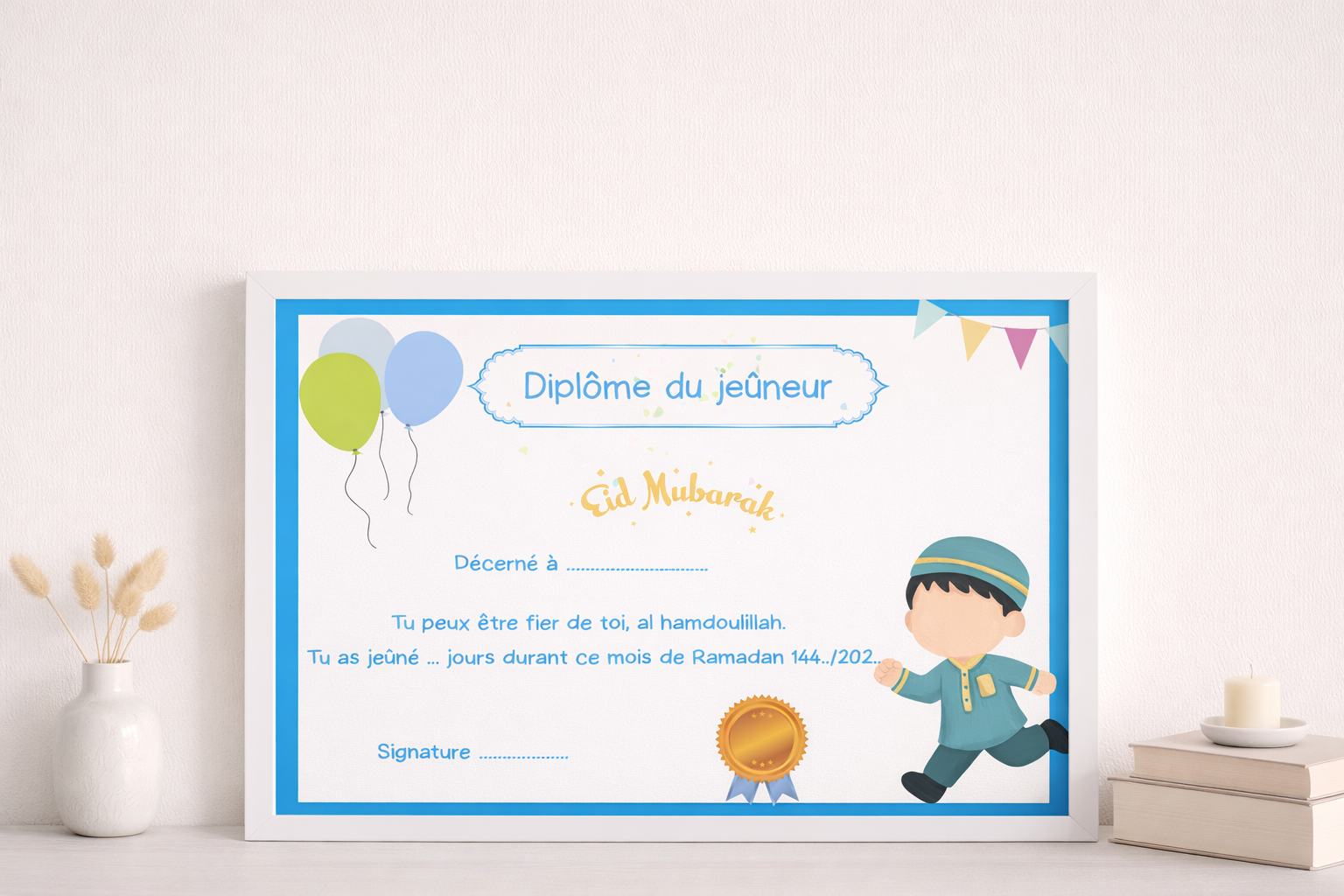 Diplôme du Jeûneur – Version Garçon (Bleu)