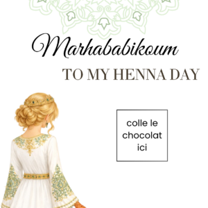 Carte chocolat Laylat al Henna personnalisée – Arabesque verte (A5)