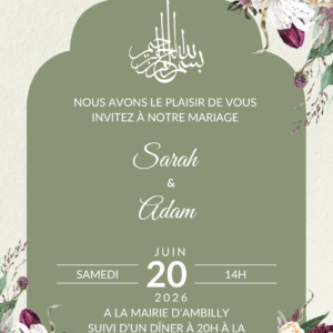 Faire-Part Mariage Vert Élégant et Nature