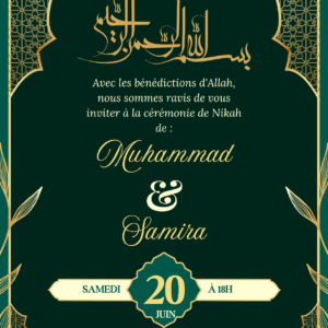 Faire-Part de Mariage Vert Foncé Chic et Raffiné