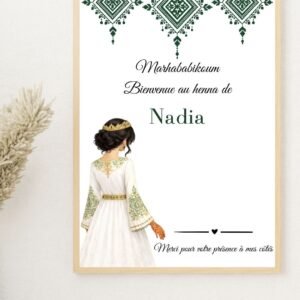 Carte chocolat Laylat al Henna personnalisée – Arabesque verte (A5)