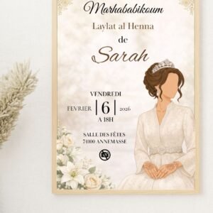 Carte d’Invitation Laylat al Henna Élégante et Personnalisée