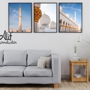 Affiche Mosquée Blanche Élégante – Décoration Islamique Murale (A4 PDF ou Imprimée)