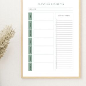 Planning des Repas Ramadan – Organisateur Hebdomadaire A4 (PDF ou Imprimé)