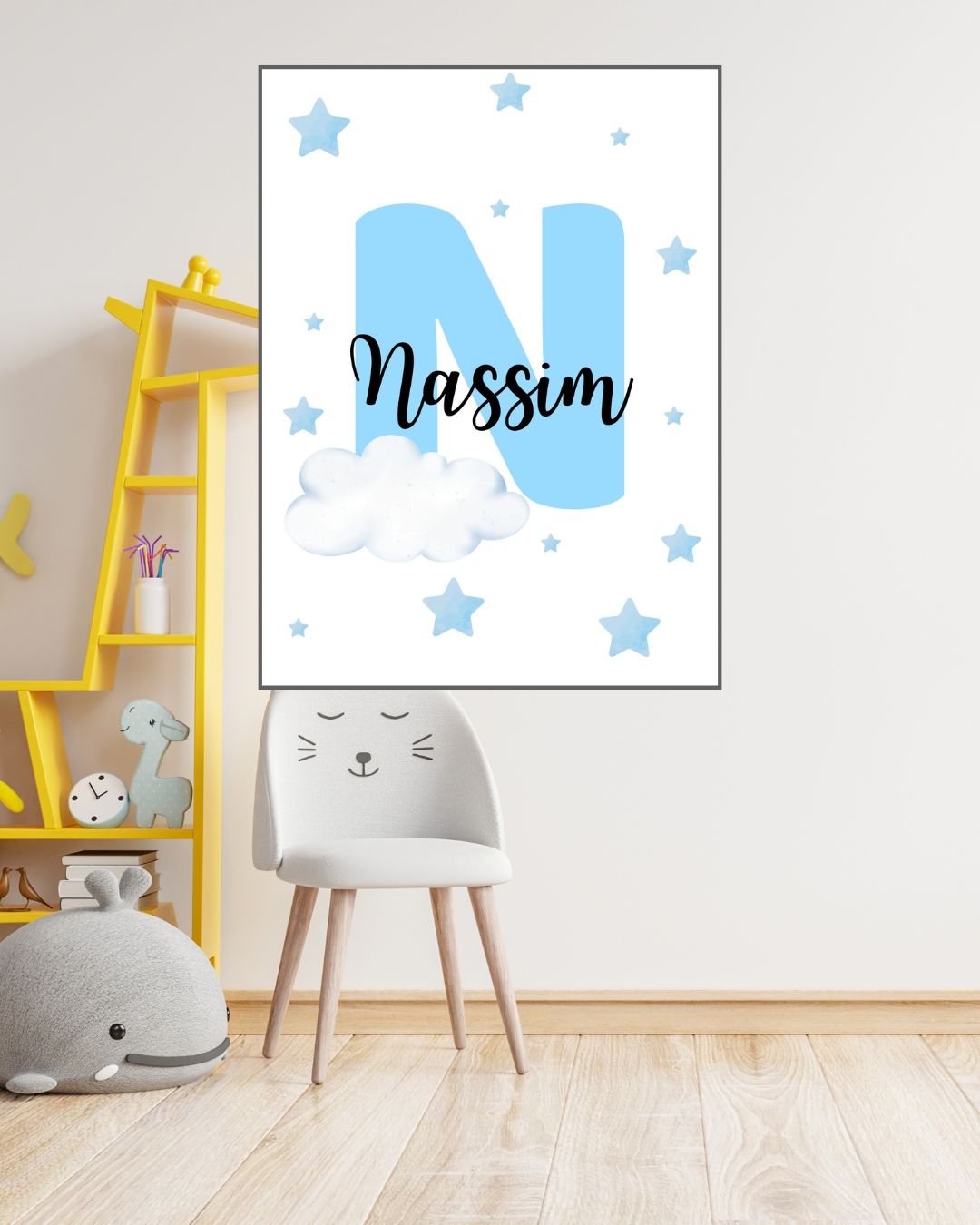 Affiche Prénom Personnalisée Enfant – Initiale Rose ou Bleu (A4 PDF ou Imprimée) – Image 3
