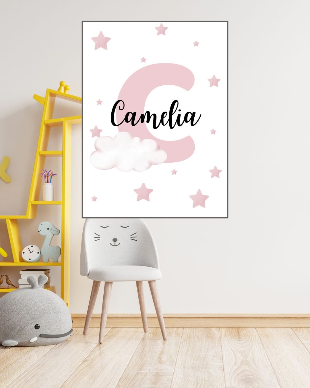 Affiche Prénom Personnalisée Enfant – Initiale Rose ou Bleu (A4 PDF ou Imprimée) – Image 2