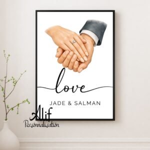 Affiche Couple Personnalisée “Love” – Prénoms Personnalisables (A4 PDF ou Imprimée)