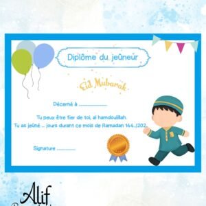 Diplôme du Jeûneur – Version Garçon (Bleu)