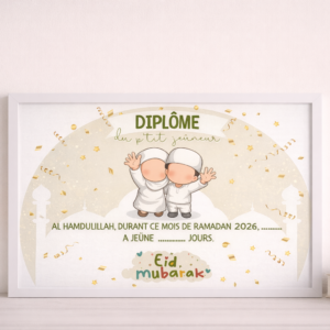 Diplôme du petit jeûneur – Affiche enfant Eid Mubarak (PDF ou impression A4)