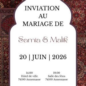 Faire-part de mariage oriental personnalisé – Style tapis persan (A5)
