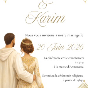 Faire-part mariage personnalisé – Invitation élégante couple