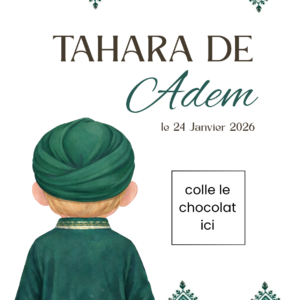 Carte de bienvenue Tahara personnalisée verte – Carte chocolat garçon (Format A5)