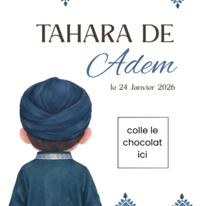 Carte de bienvenue Tahara personnalisée – Carte chocolat garçon (Format A5)