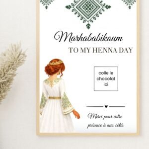 Carte chocolat Laylat al Henna personnalisée – Cadeau invité henné (PDF)