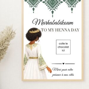 Carte chocolat Laylat al Henna personnalisée – Cadeau invité henné (A5)