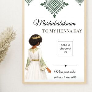 Carte chocolat Laylat al Henna personnalisée – Cadeau invité henné (PDF)