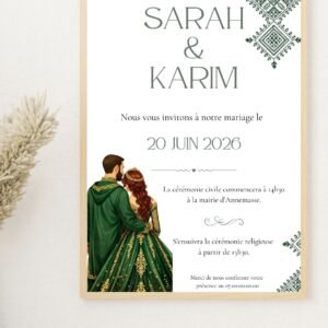 faire part mariage musulman vert foncé design luxe