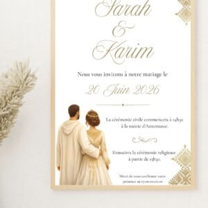 faire part mariage musulman doré luxe