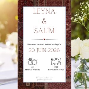 faire part mariage moderne minimaliste PDF tapis persan perse