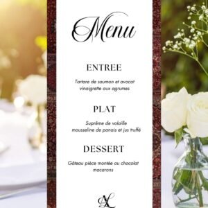 Menu mariage tapis perse oriental personnalisé PDF