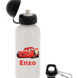 Gourde personnalisée Cars de 400 ml avec prénom pour la rentrée scolaire.