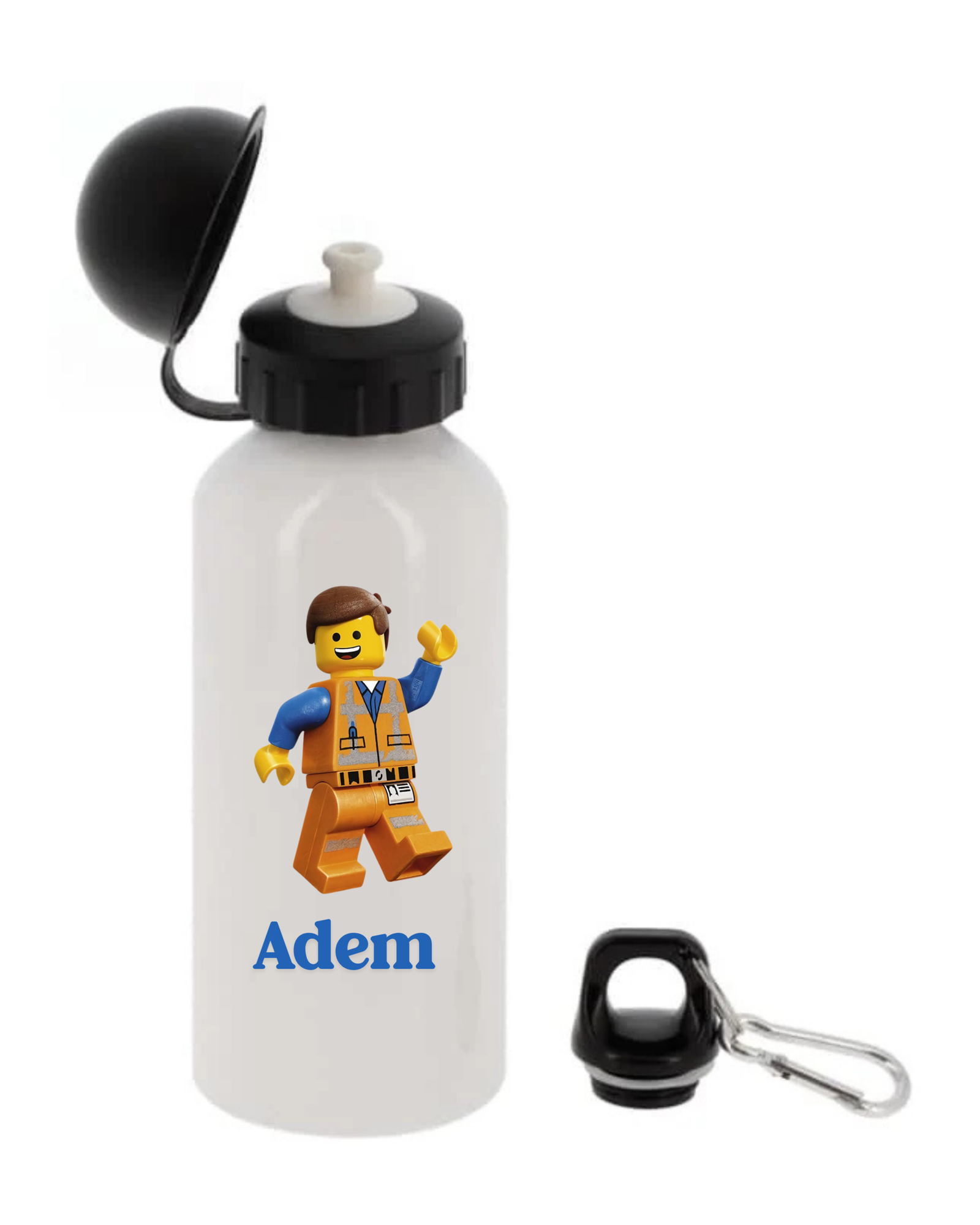 Gourde personnalisée Lego de 400 ml avec prénom pour la rentrée scolaire.