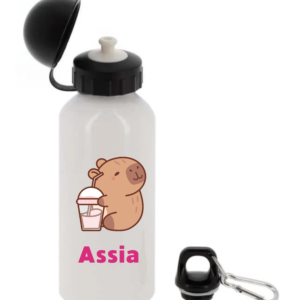 Gourde personnalisée Capybara de 400 ml avec prénom pour la rentrée scolaire.