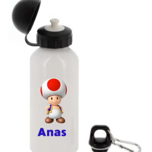 Gourde personnalisée Toad de 400 ml avec prénom pour la rentrée scolaire.
