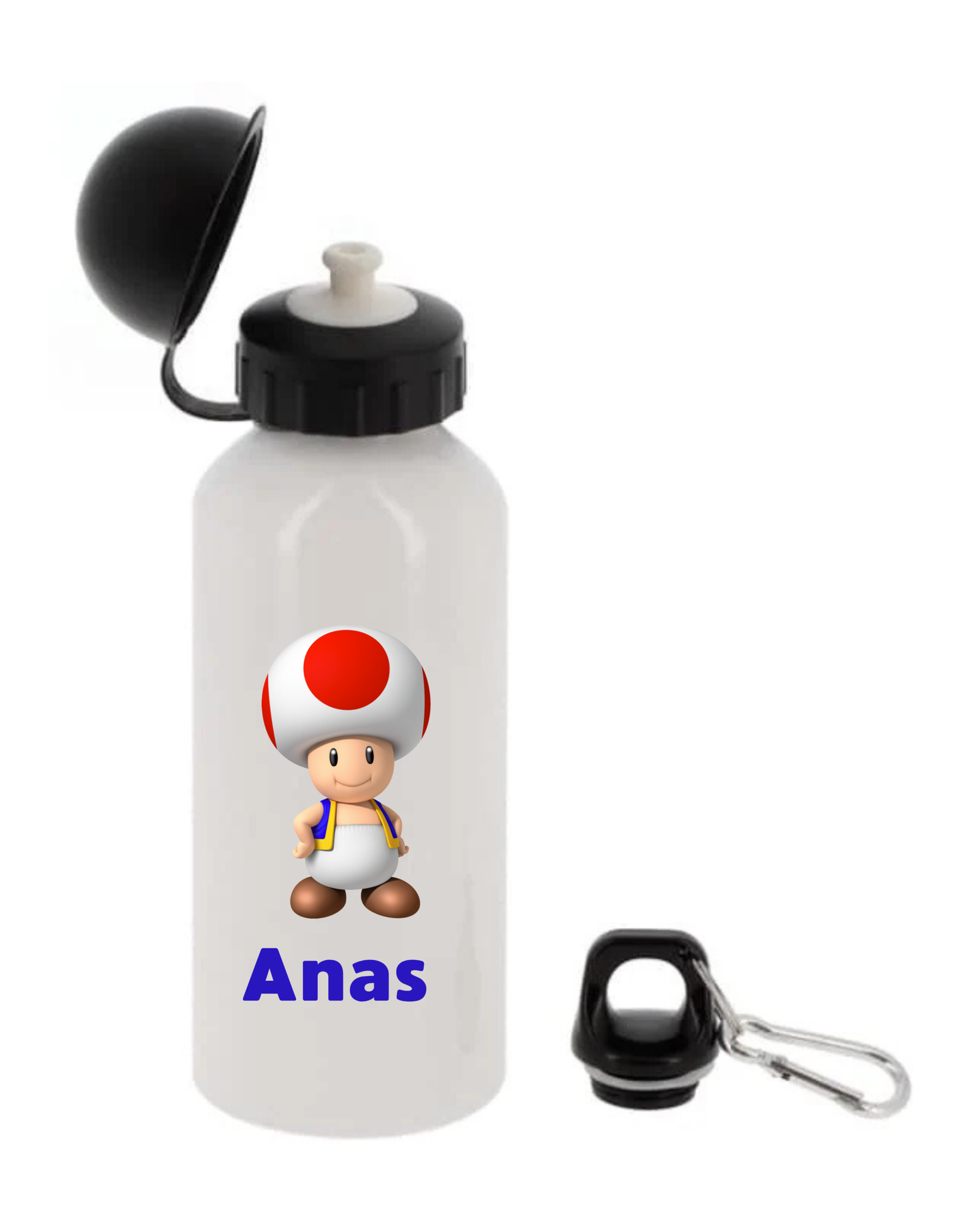 Gourde personnalisée Toad de 400 ml avec prénom pour la rentrée scolaire.