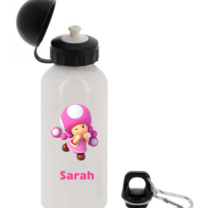 Gourde personnalisée Toadette de 400 ml avec prénom pour la rentrée scolaire.