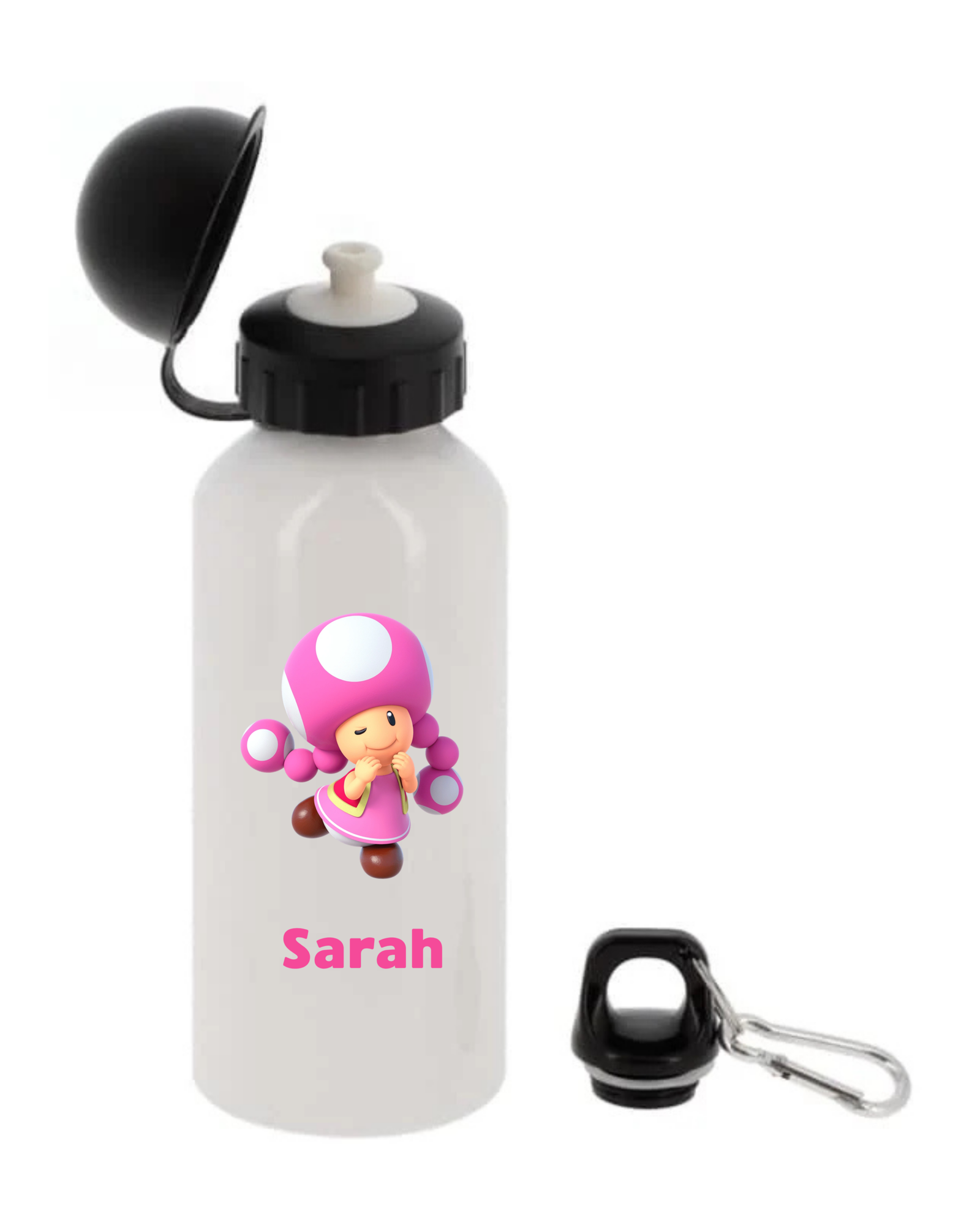Gourde personnalisée Toadette de 400 ml avec prénom pour la rentrée scolaire.