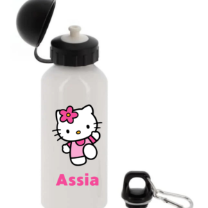 Gourde personnalisée Hello Kitty de 400 ml avec prénom pour la rentrée scolaire.