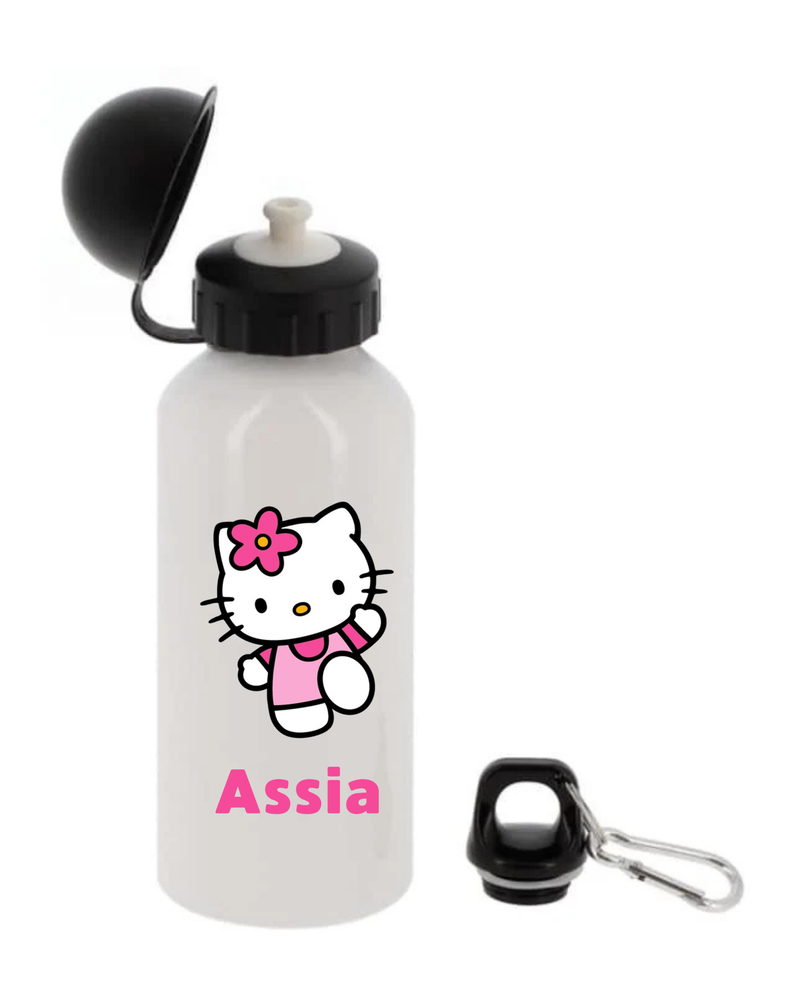 Gourde personnalisée Hello Kitty de 400 ml avec prénom pour la rentrée scolaire.