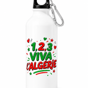 Gourde 1,2,3 Viva l'Algérie en aluminium 400 ml avec impression par sublimation aux couleurs de l'Algérie