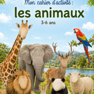 Cahier d'activités Les Animaux 3-6 ans PDF imprimable de 30 pages avec jeux éducatifs et exercices ludiques pour enfants.