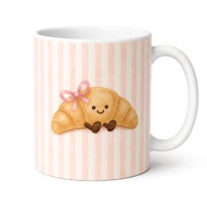 Mug croissant kawaii rose pastel