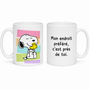 Mug cadeau amoureux recto verso Mon endroit préféré près de toi
