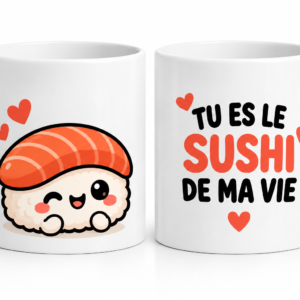 Mug cadeau couple sushi kawaii Tu es le sushi de ma vie