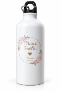 Gourde personnalisée maîtresse avec prénom et motif floral